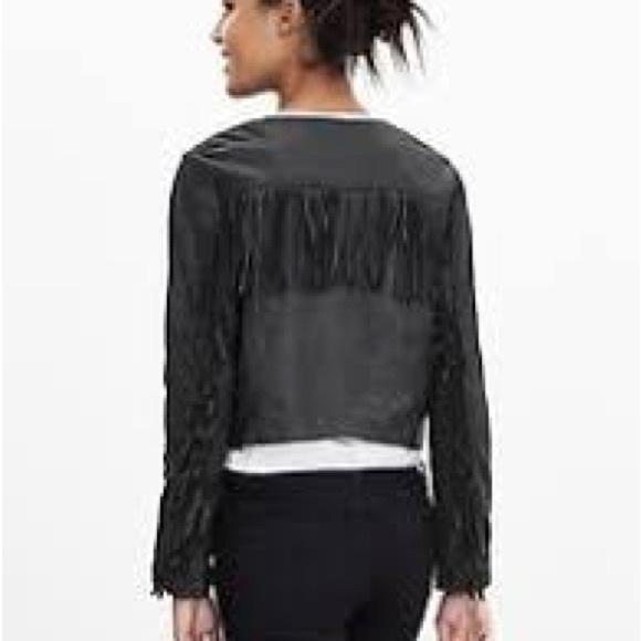 Black Fringe Leather Jacket - Picture 3 of 10